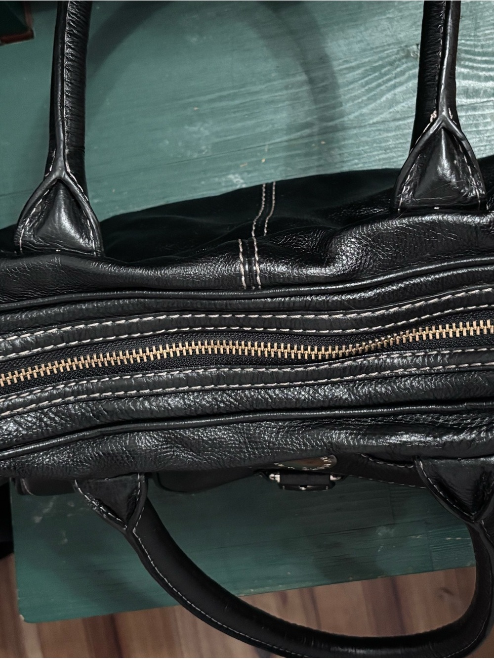 Marc by Marc Jacobs vintage Black Pebbled Satchel Zip Buckle Logo Silver HW - Picture 14 of 15